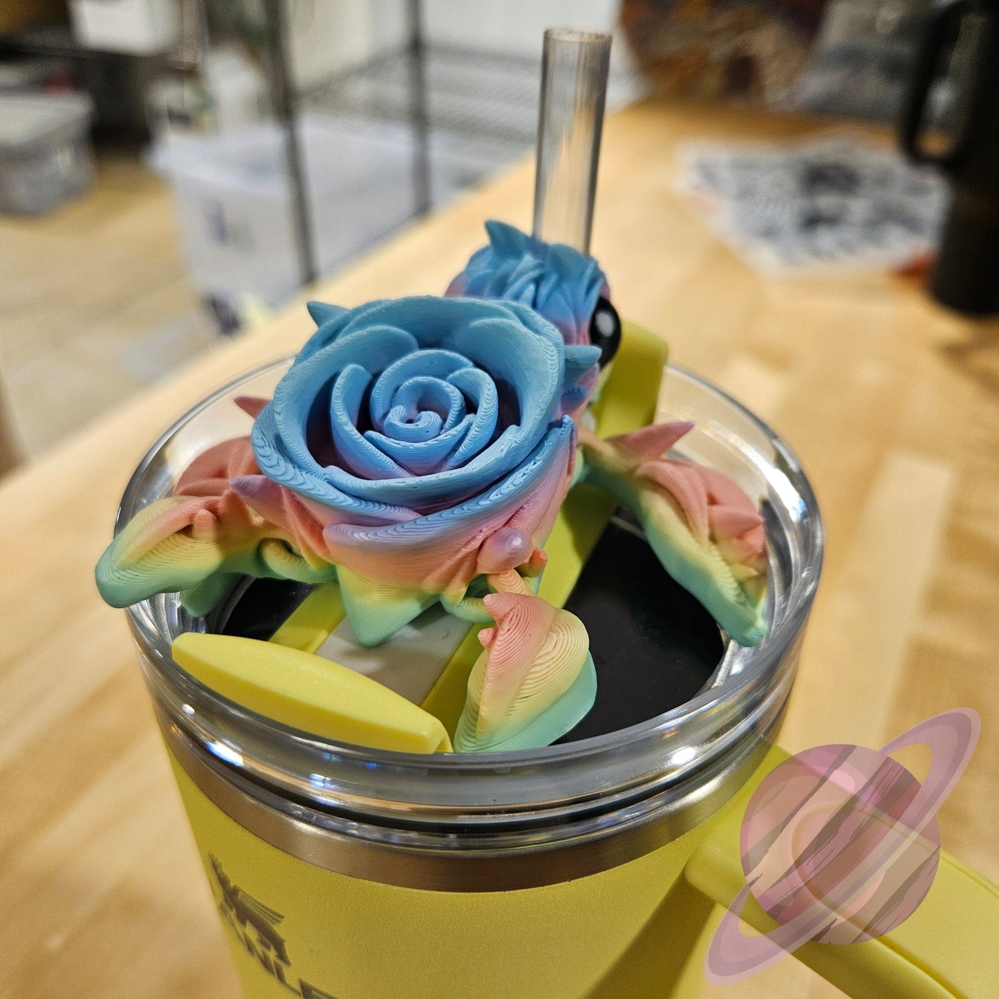 PASTEL ROSE TURTLE-3D PRINTED STRAW BUDDY