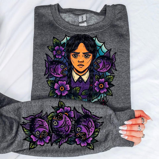 Piranha Kooky Girl -SWEATSHIRT W/ SLEEVE PRINT