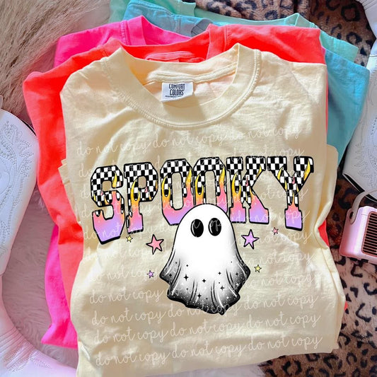 CHECKERED SPOOKY GHOST TEE