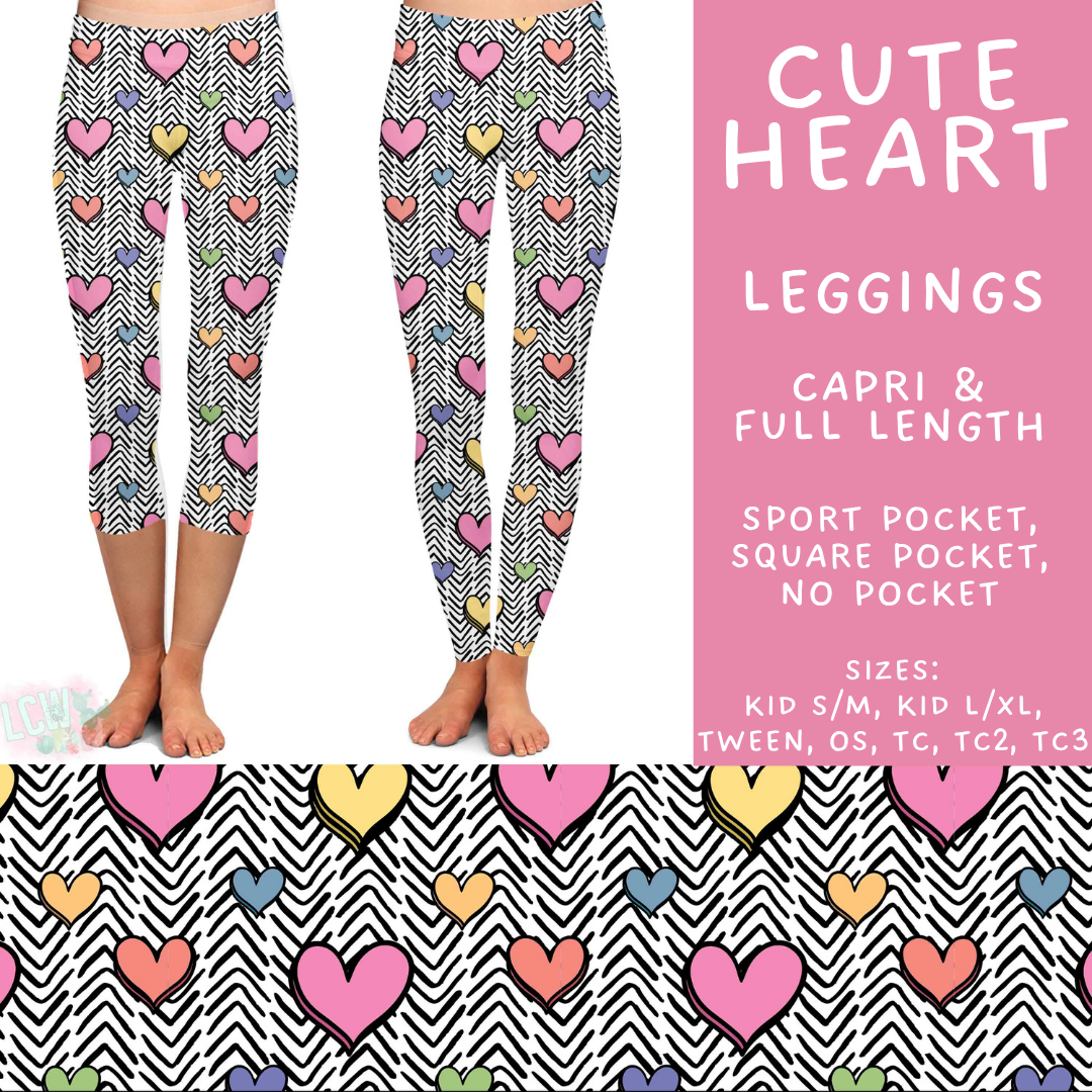 Batch #550 - Fun Run 24 - Closes 7/1 - ETA early Sept - Cute Heart Full and Capri Length Leggings
