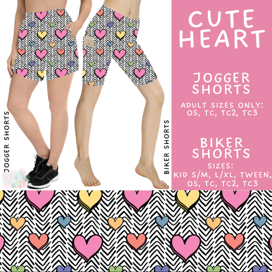 Batch #550 - Fun Run 24 - Closes 7/1 - ETA early Sept - Cute Heart Biker & Jogger Shorts