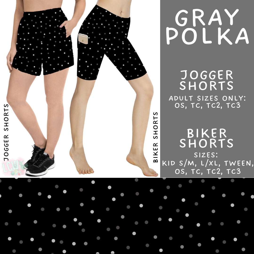 Batch #550 - Fun Run 24 - Closes 7/1 - ETA early Sept - Gray Polka Biker & Jogger Shorts