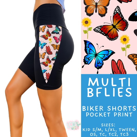 Batch #547 - Set in Style Collection - Closes 6/24 - ETA late August - Multi BFlies Pocket Print Biker Short
