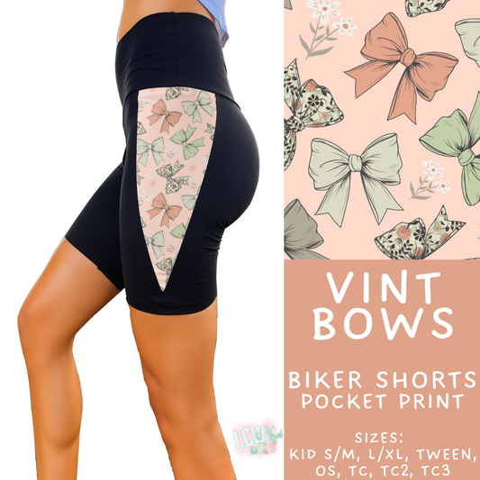 Batch #547 - Set in Style Collection - Closes 6/24 - ETA late August - Vint Bows Pocket Print Biker Short