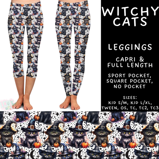 Batch #556 - Halloween 3 - Closes 7/15 - ETA mid Sept - Witchy Cats Full and Capri Length Leggings