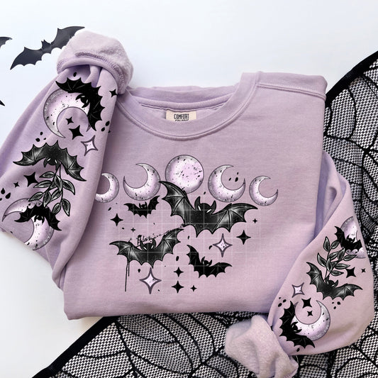 BAT MOON - CREW SWEATSHIRT W/ SLEEVE PRINT