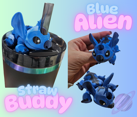 BLUE ALIEN-3D PRINTED STRAW BUDDY