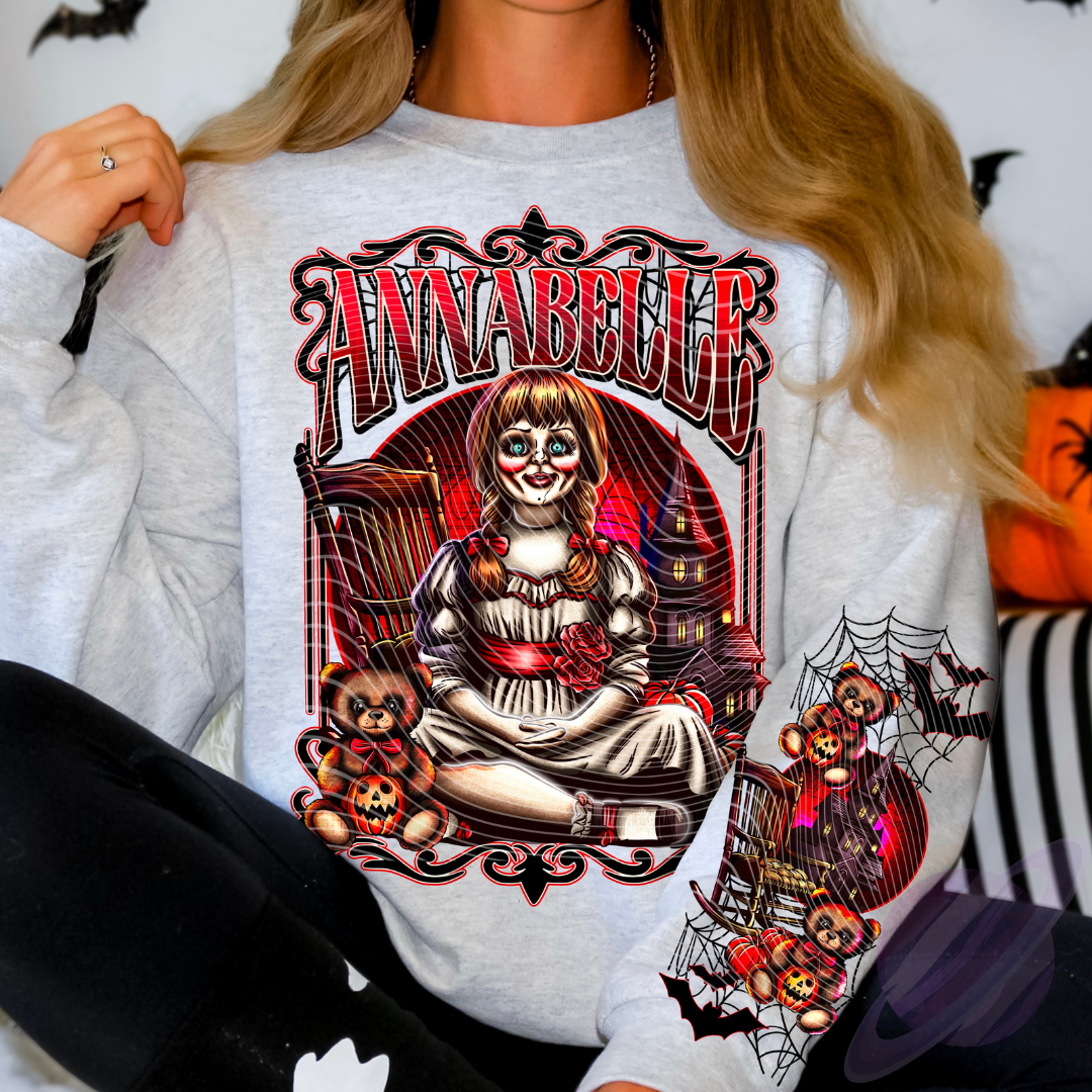 CREEPY DOLL- CREW SWEATSHIRT W/ SLEEVE PRINT